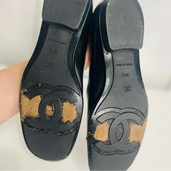 Authentic Chanel -Black Flats - Leather - Classic - Picture 5 of 13